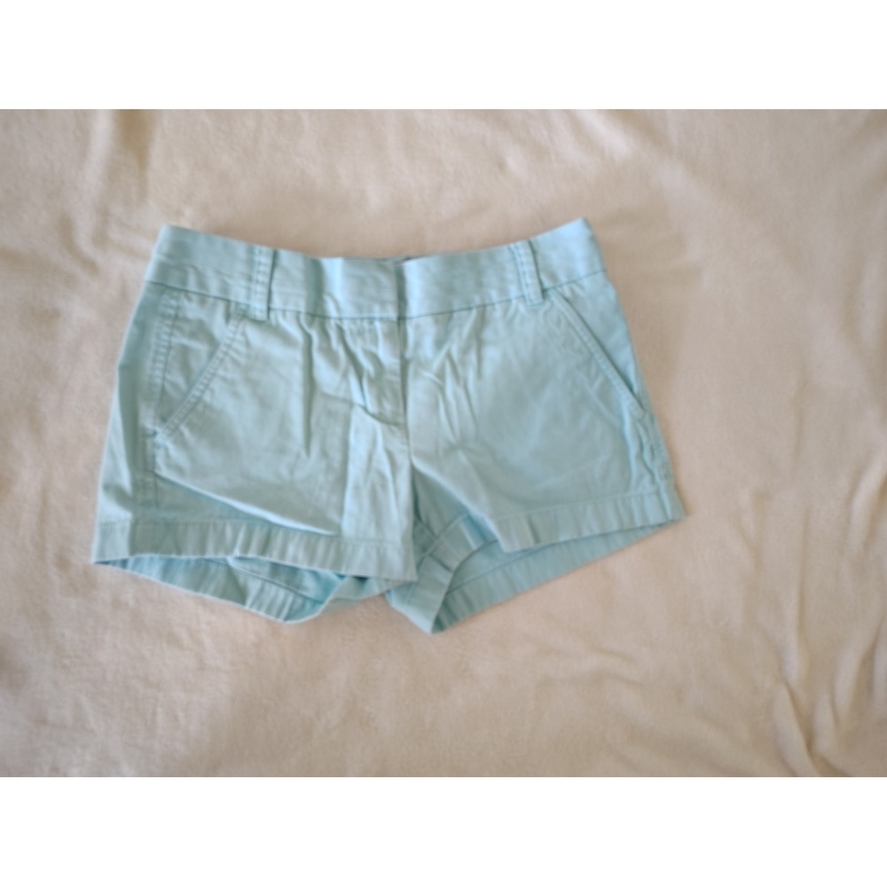 J.Crew Chino Shorts  size 2 Aqua Blue Cotton Twill Mid Rise Preppy Summer Casual